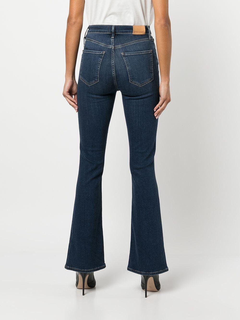 high-waisted flared jeans