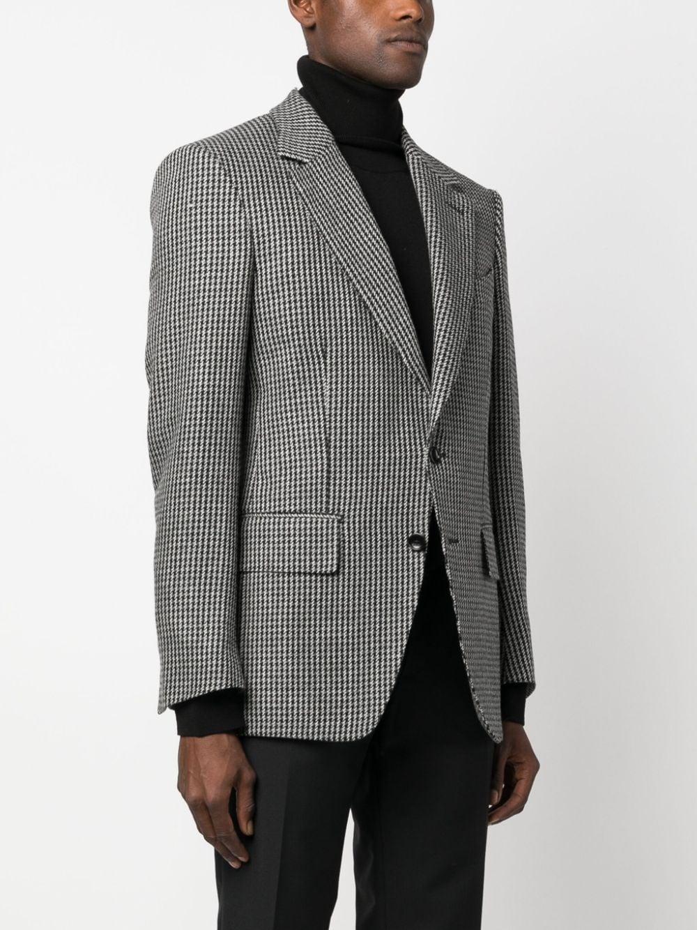 houndstooth-pattern single-breasted blazer