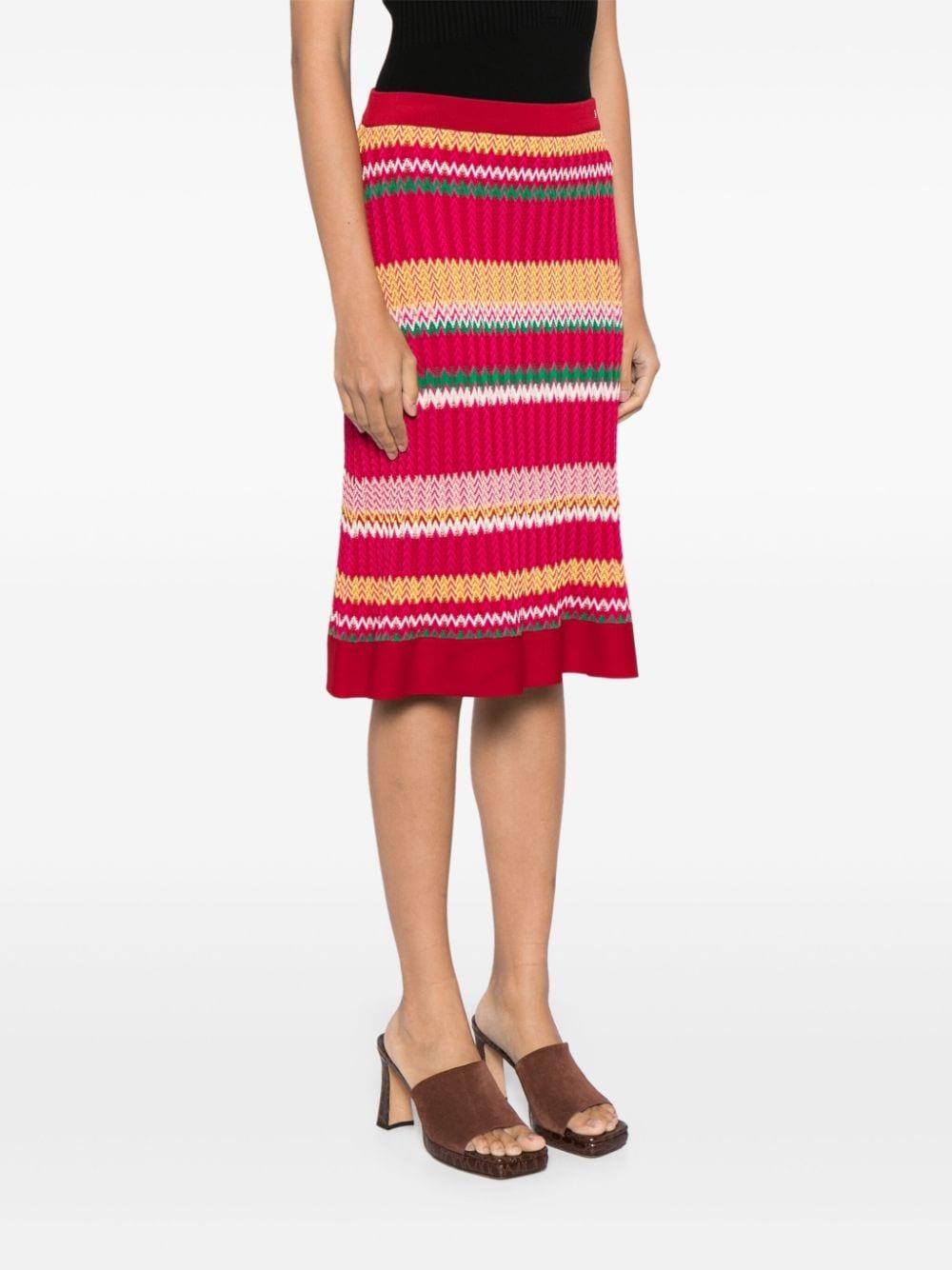 striped pattern midi-skirt