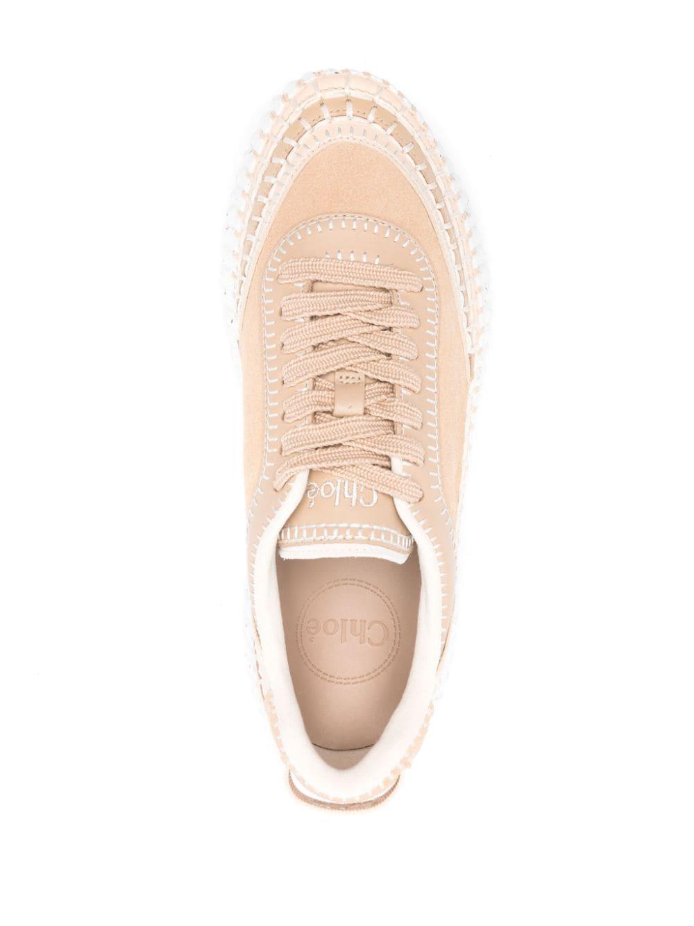 Nama Runner contrast hand-stich leather low-top trainers