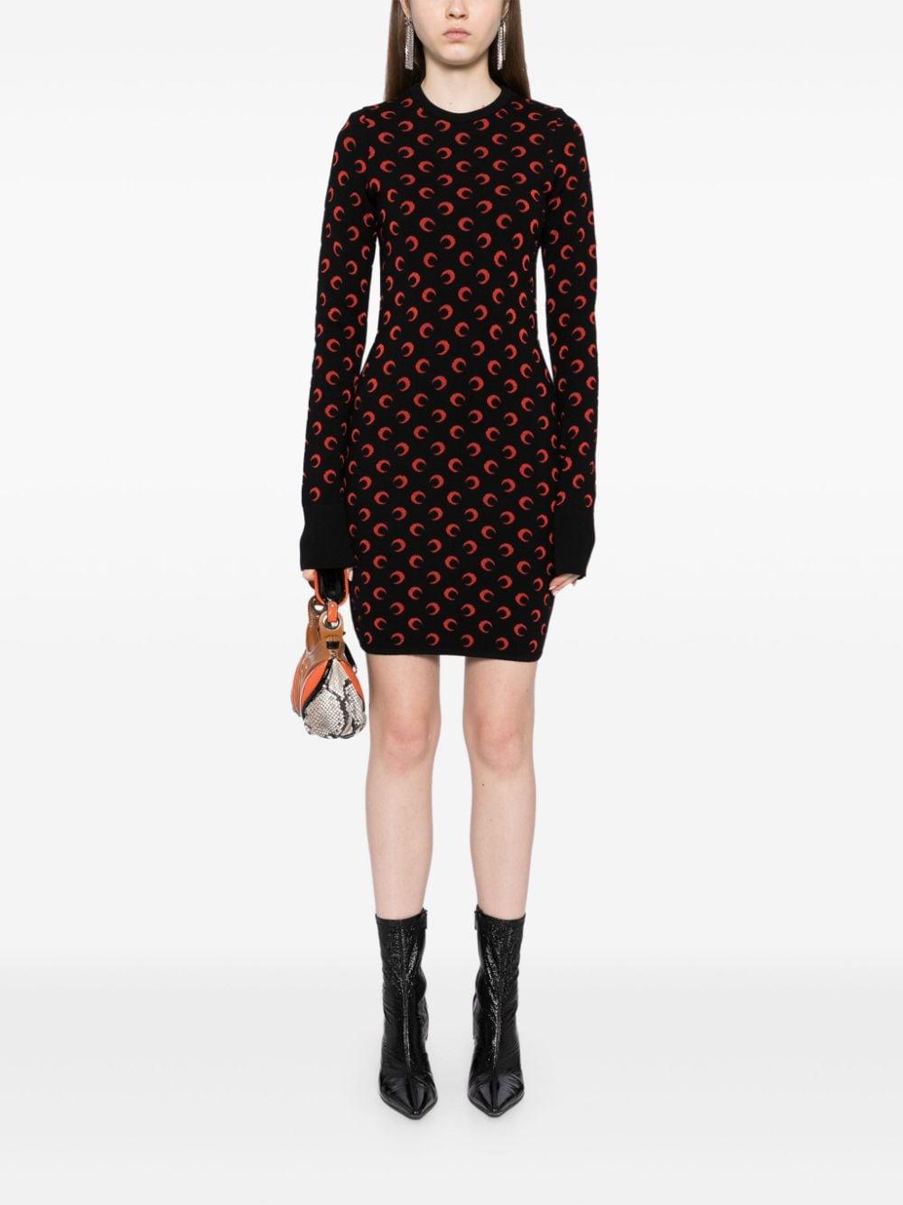 moon jacquard knitted dress