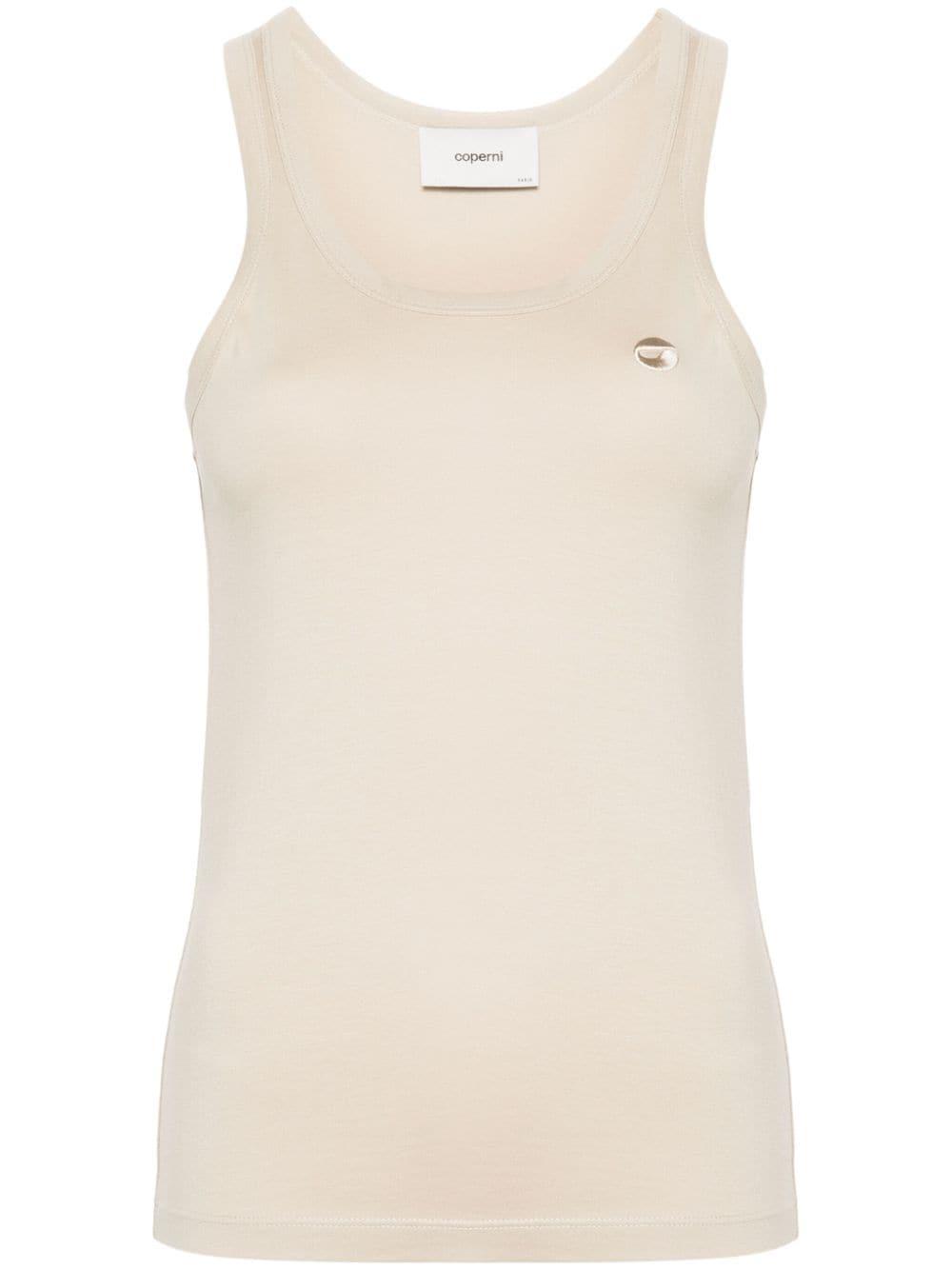 logo-embroidered tank top