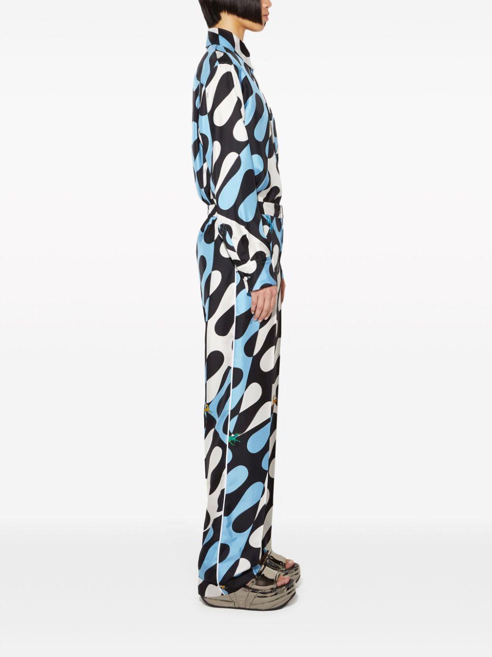 Leocorno-print silk trousers 