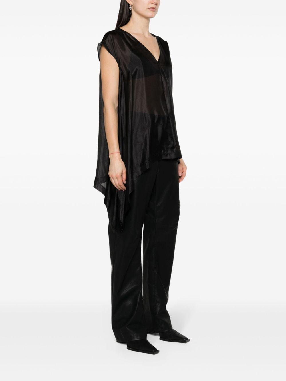 Rick Owens Faun V-Neck Silk Blouse