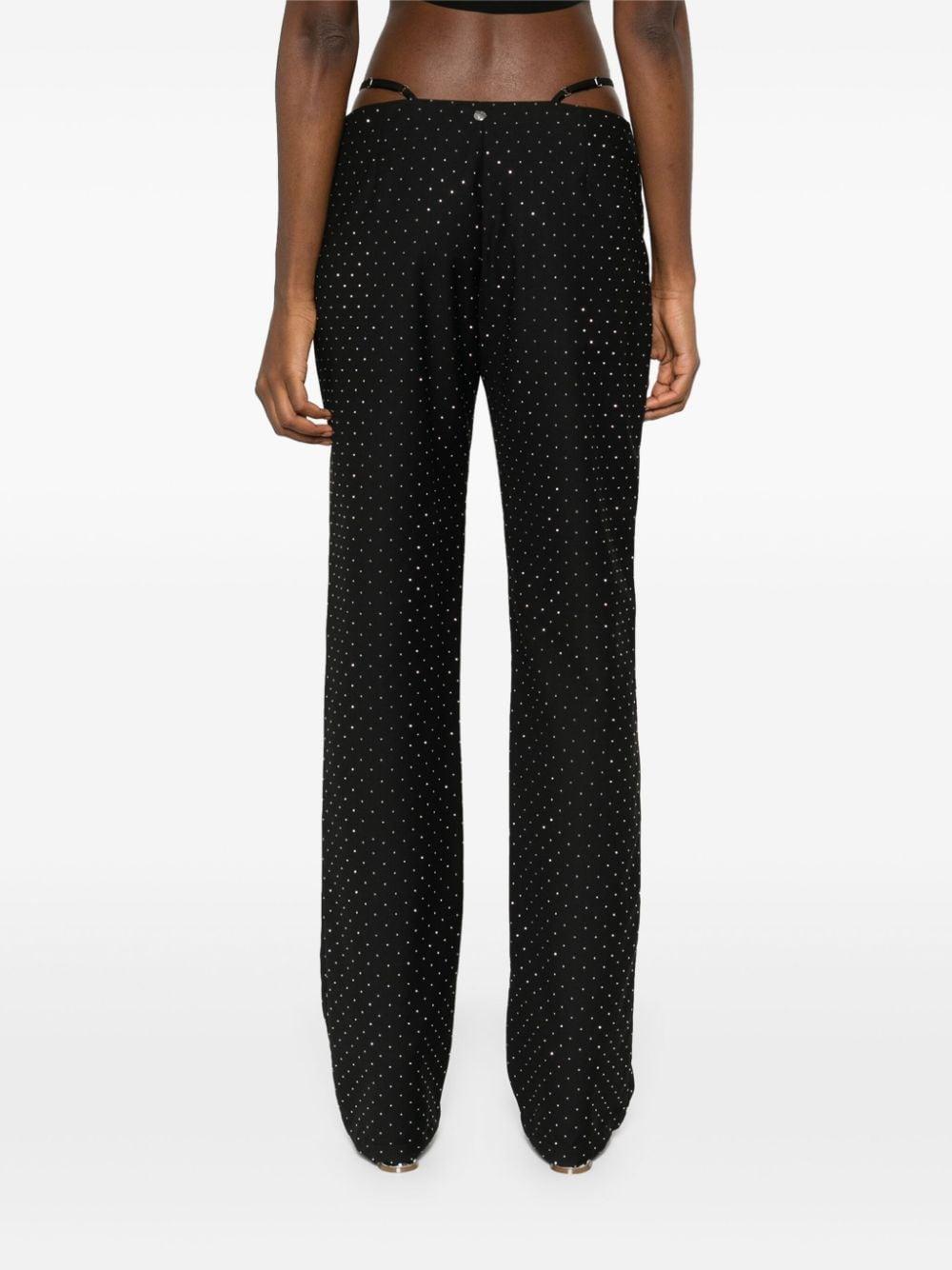 rhinestone-embellished straight-leg trousers