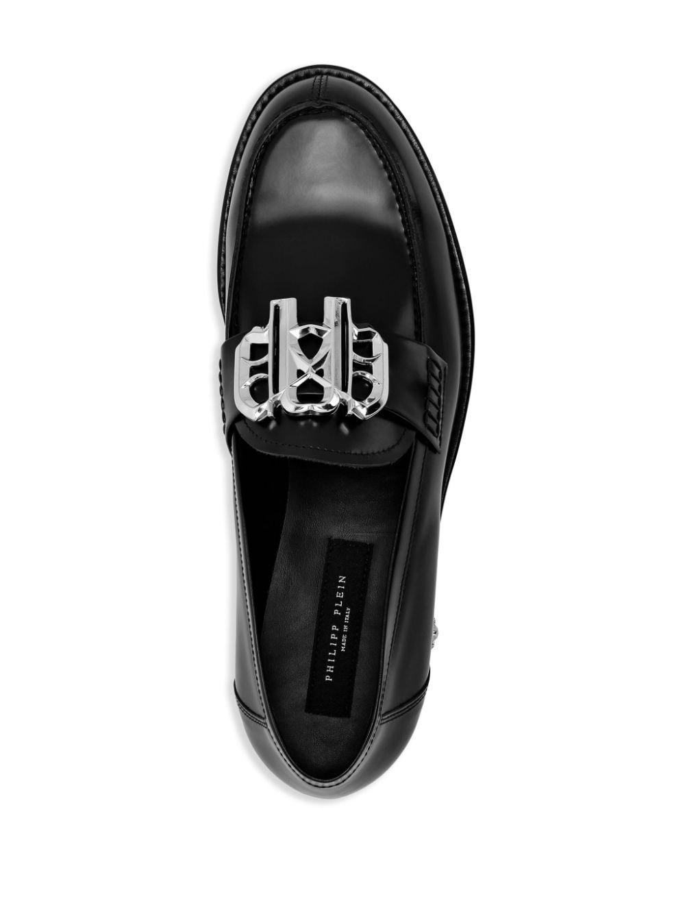 logo-plaque leather loafers