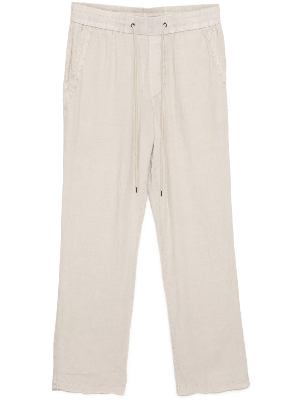 linen straight-leg trousers