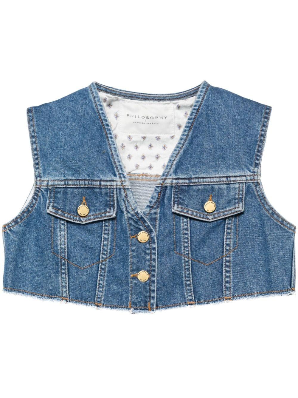 cropped denim gilet