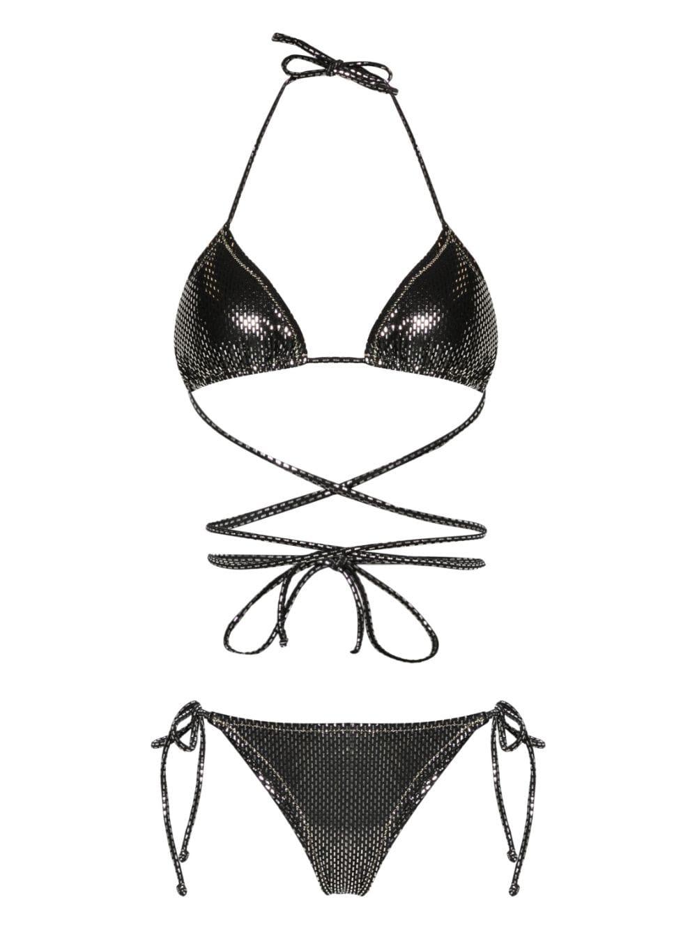 Miami lamé-detailed bikini set