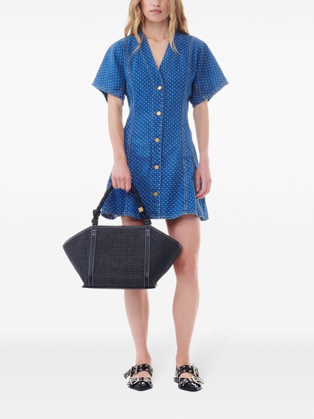 polka-dot print denim dress