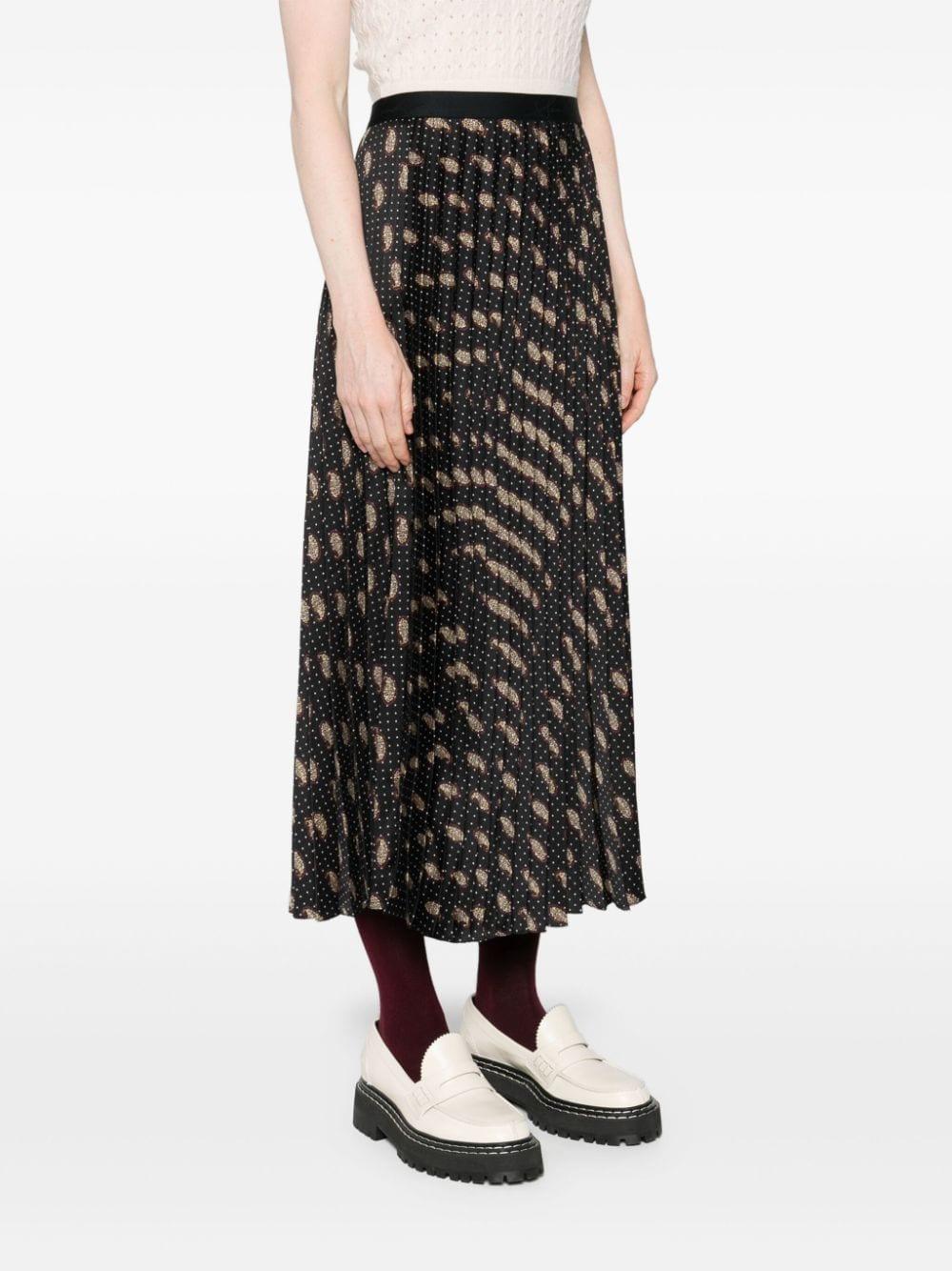 printed pleated midi skirt 