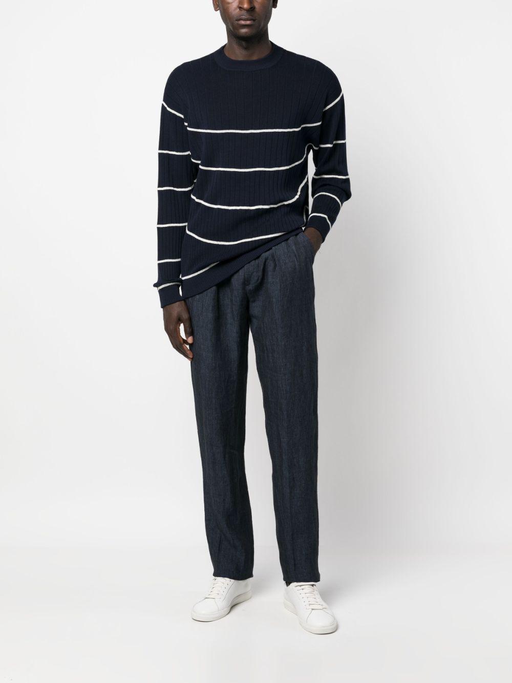 striped ribbed-knit jumper