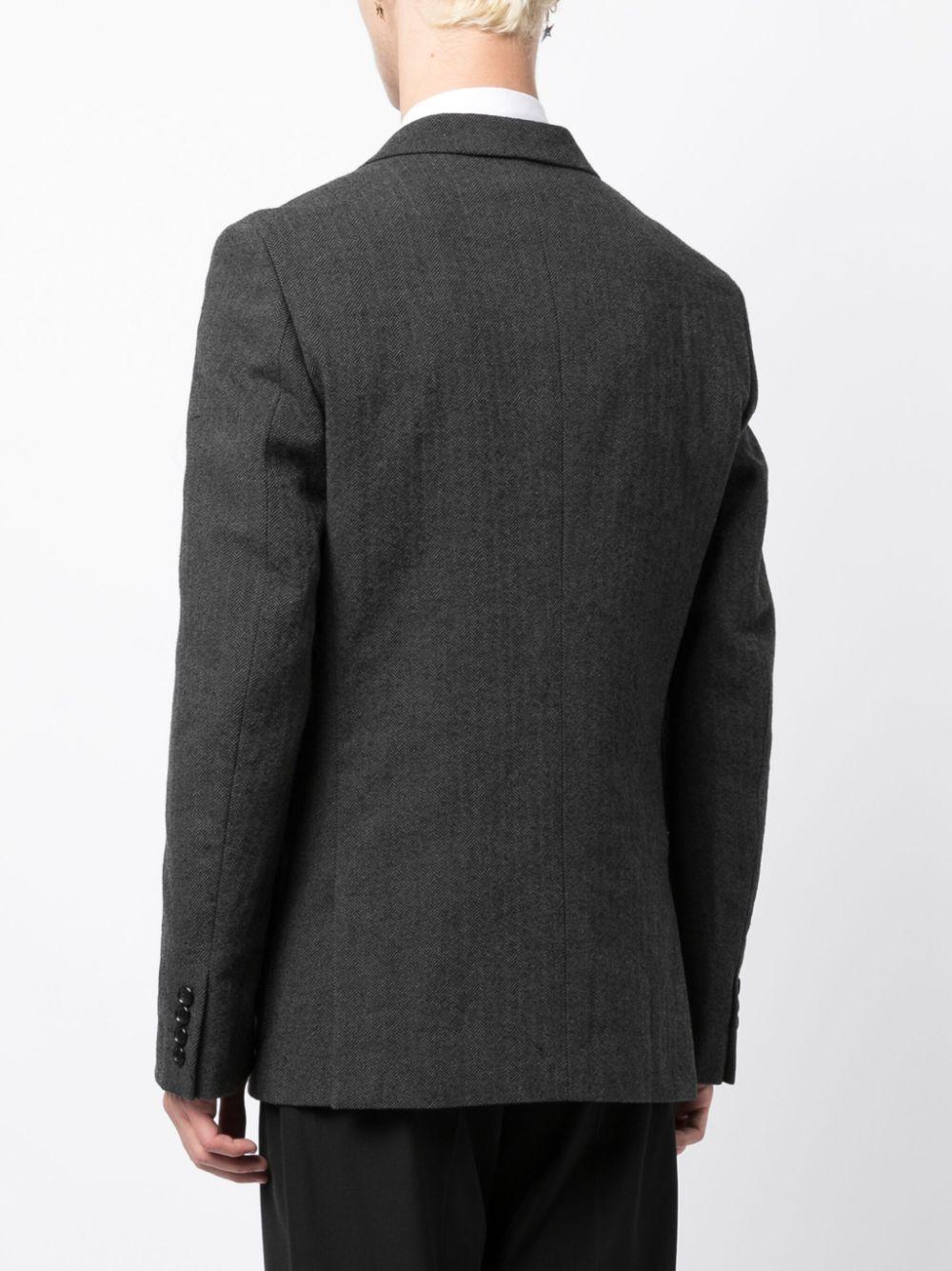 unfinished-effect single-breasted blazer