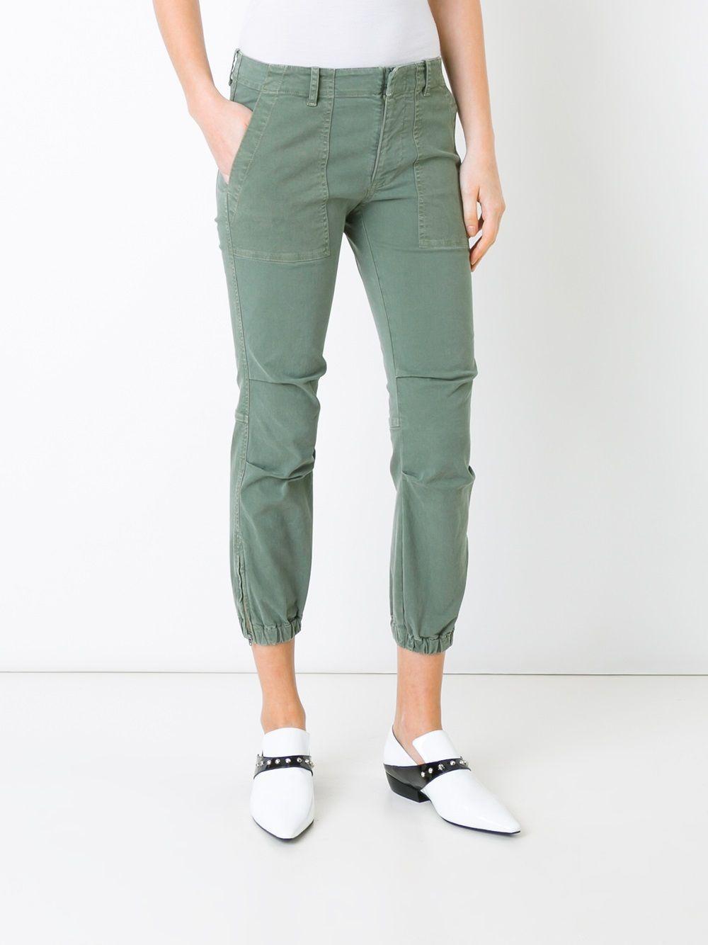 elasticated hem cropped trousers