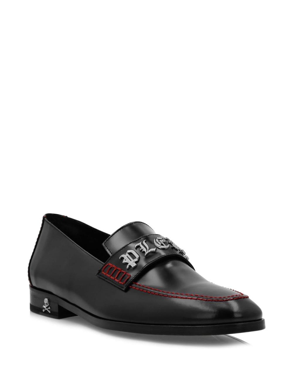 logo-lettering leather loafers 