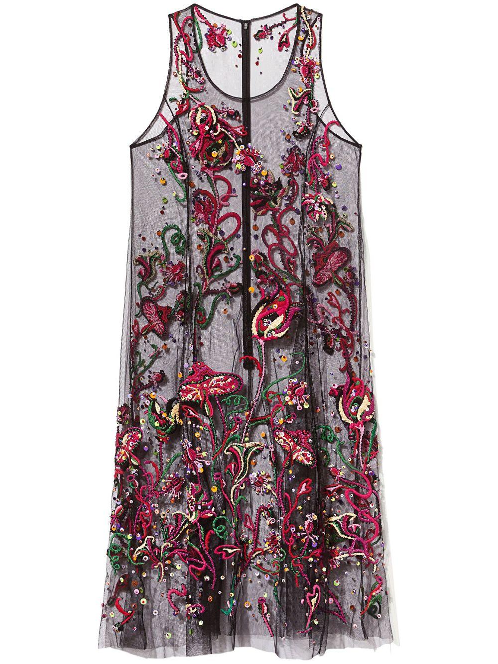 Fungo-embroidered sheer beach dress