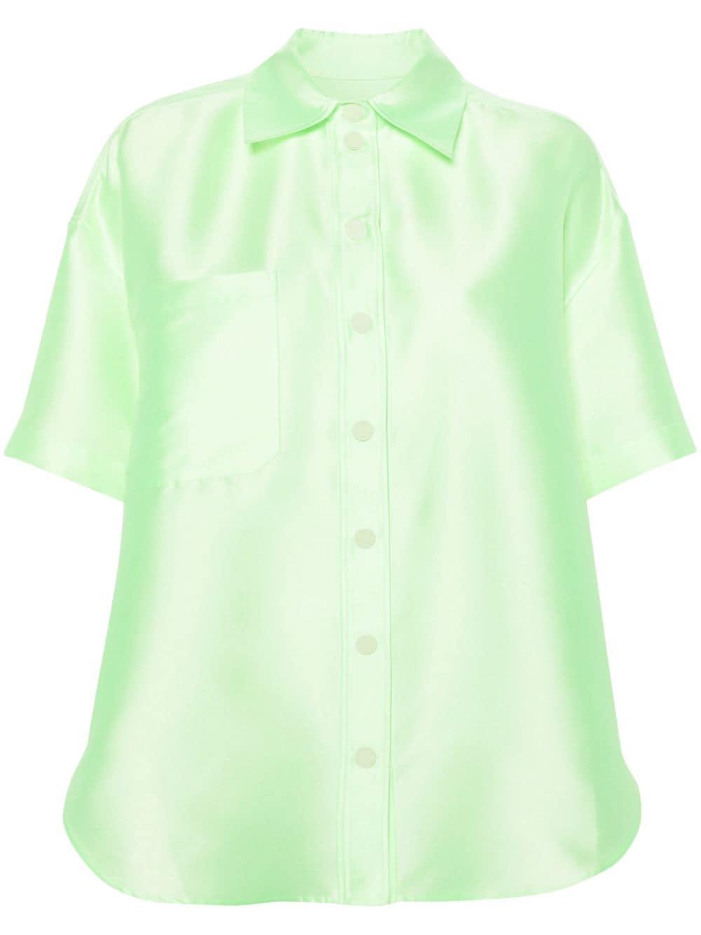 short-sleeve satin shirt