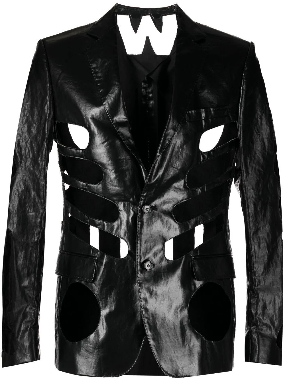 cut-out shine-finish jacket