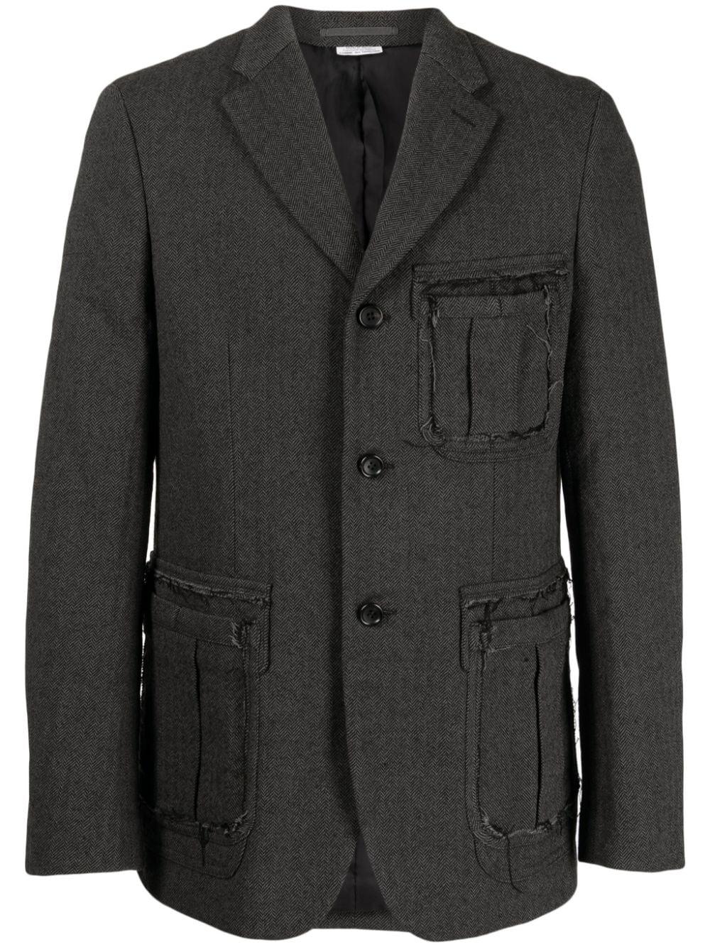 unfinished-effect single-breasted blazer