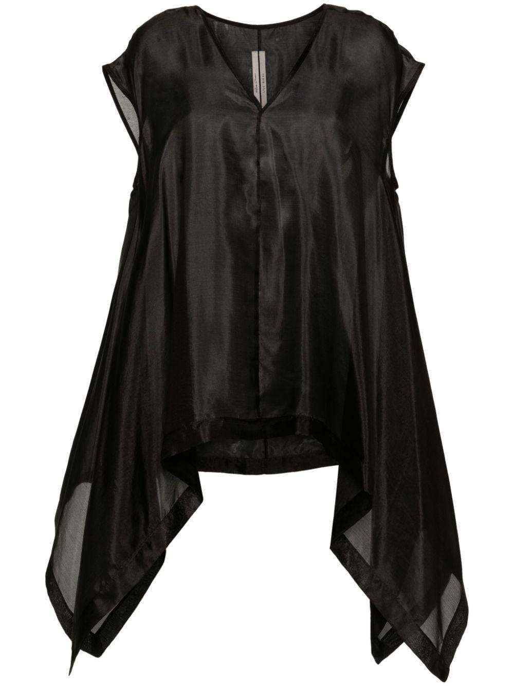 Rick Owens Faun V-Neck Silk Blouse