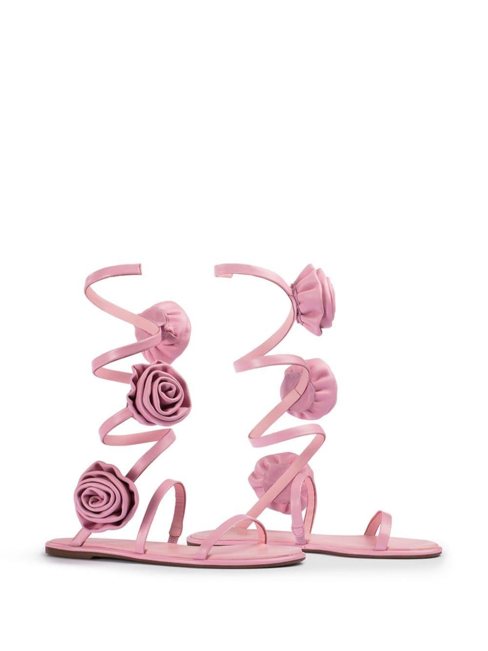 Goddess floral-appliqué leather sandals