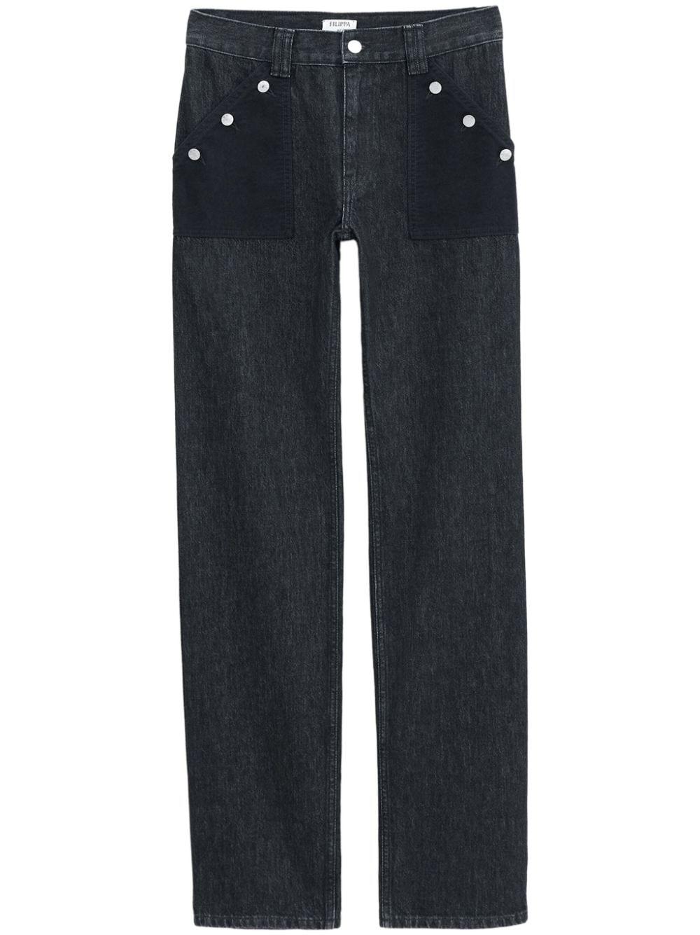 contrasting-pocket straight-leg jeans