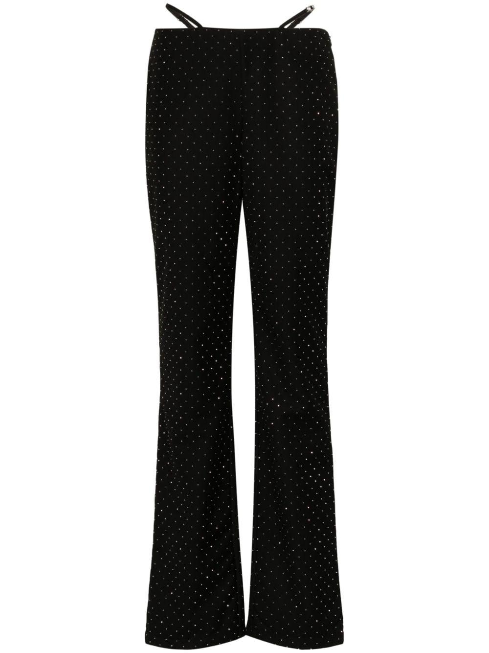 rhinestone-embellished straight-leg trousers