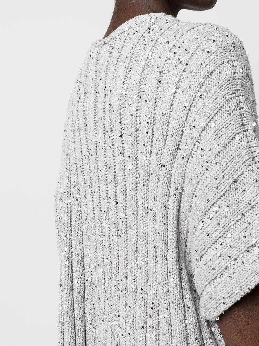 sequin-embellished ribbed-knit cardigan