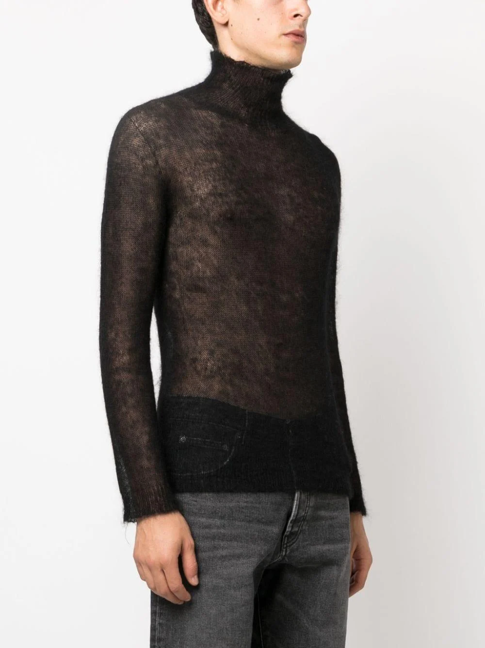 open-knit roll-neck jumper