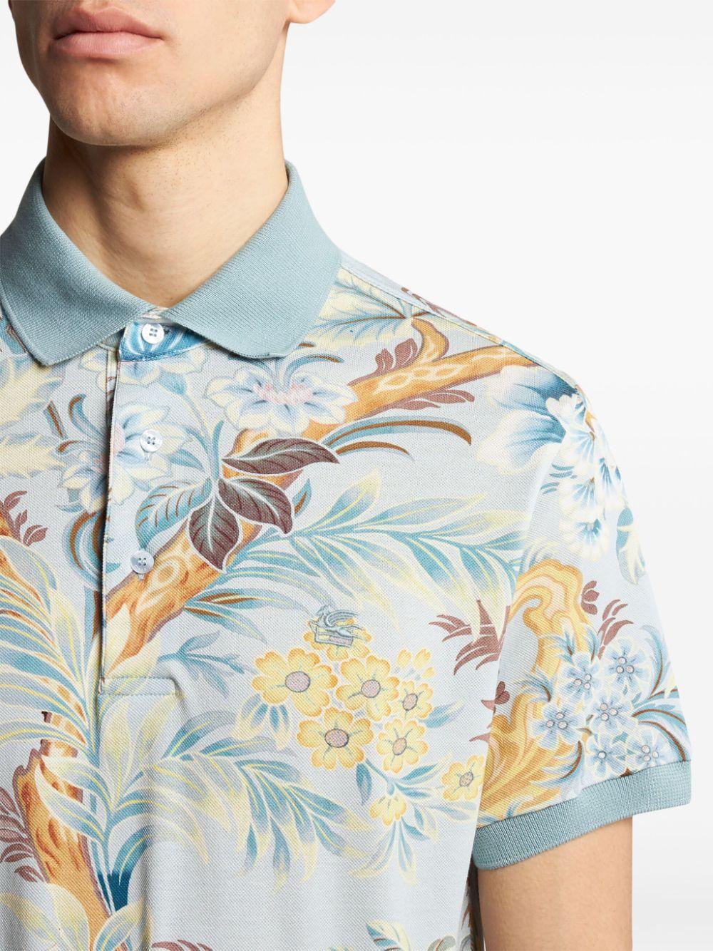 floral-print polo shirt