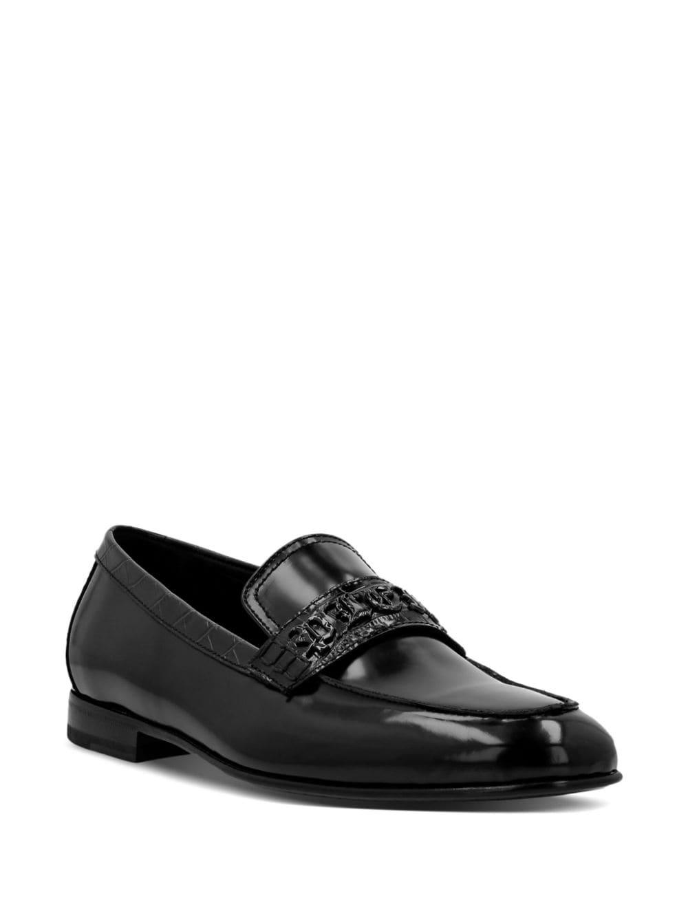 logo-plaque leather loafers