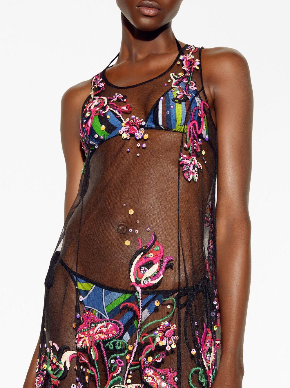 Fungo-embroidered sheer beach dress