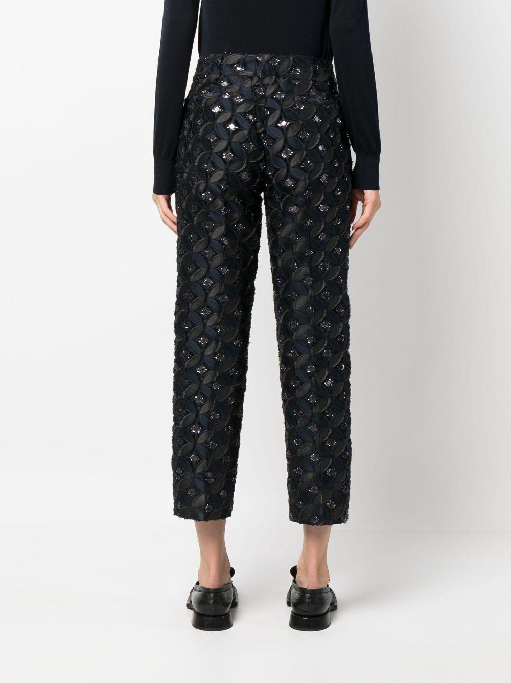 patterned-jacquard cropped trousers