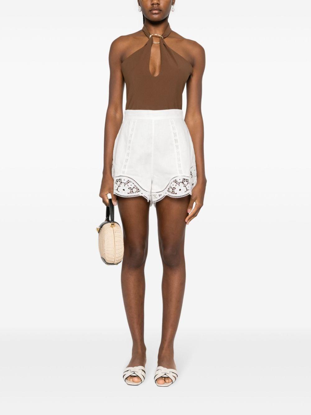 August broderie high-waisted shorts