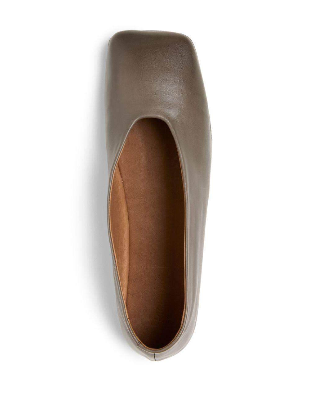 leather square-toe ballerina shoes