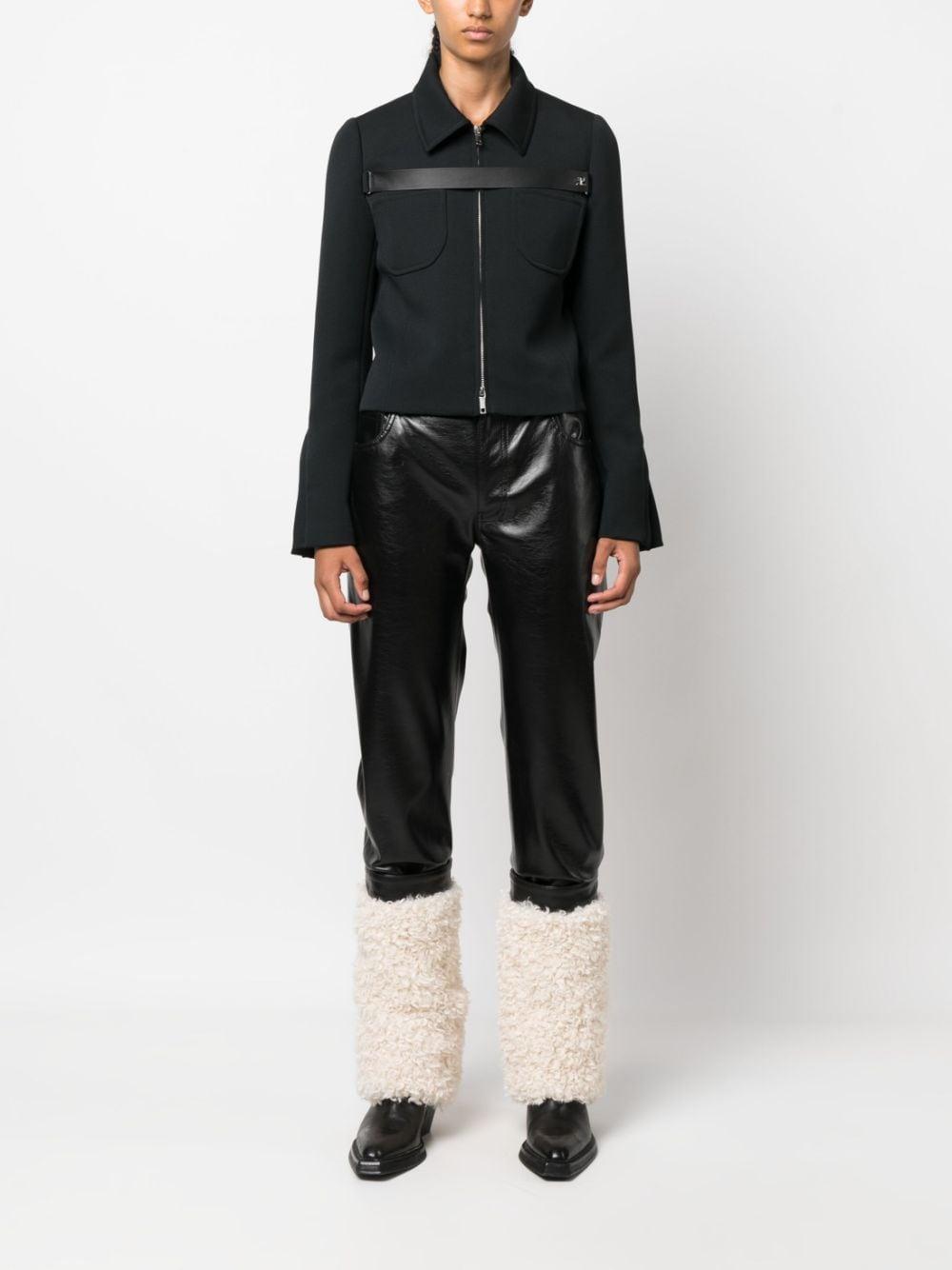 panelled faux-leather trousers