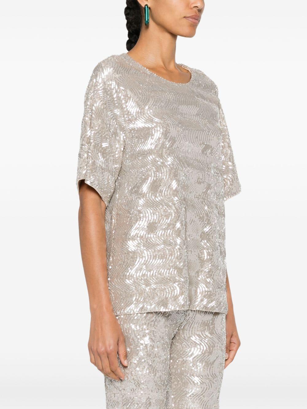 sequinned short-sleeve blouse