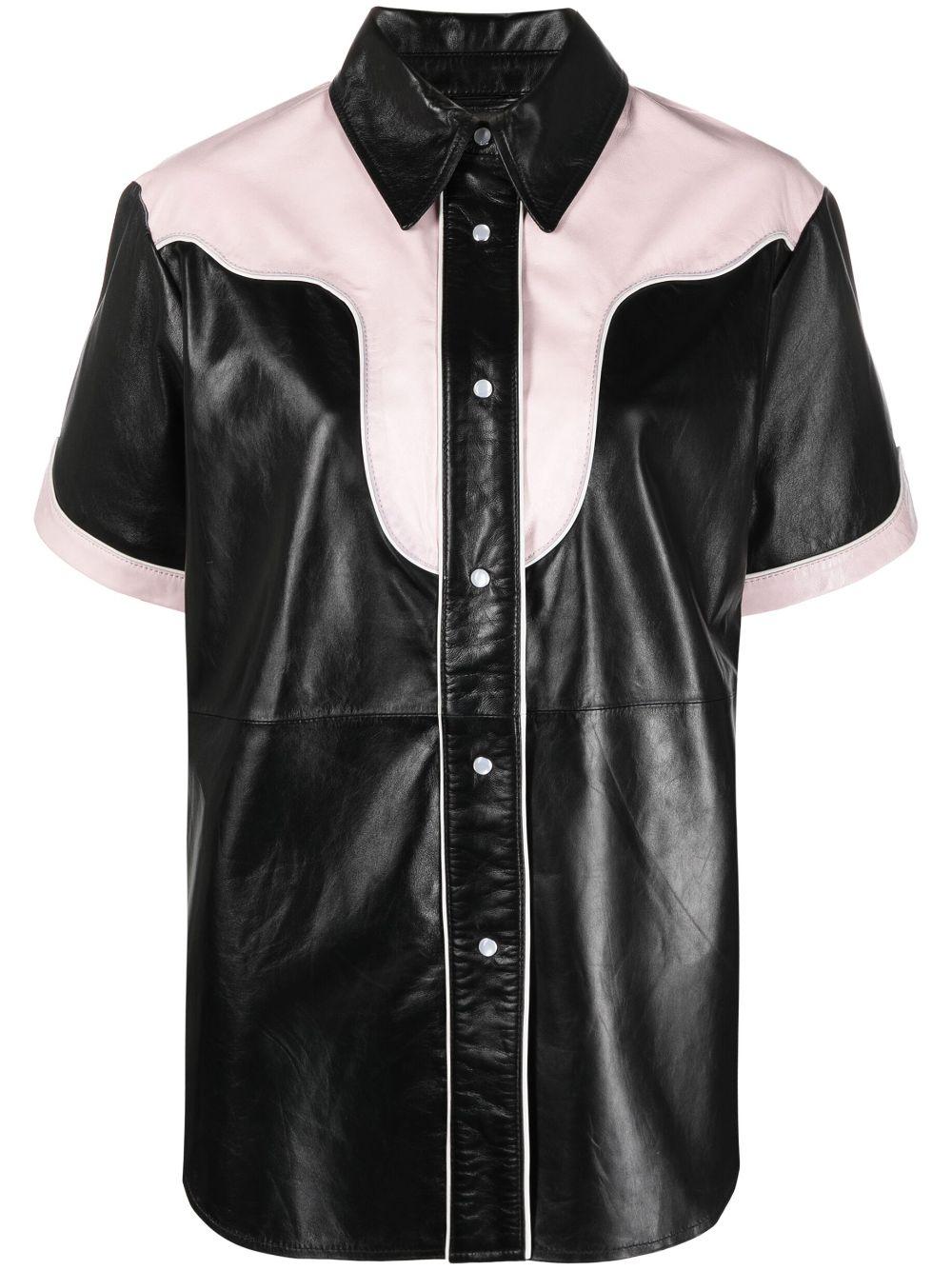 colour-block leather shirt