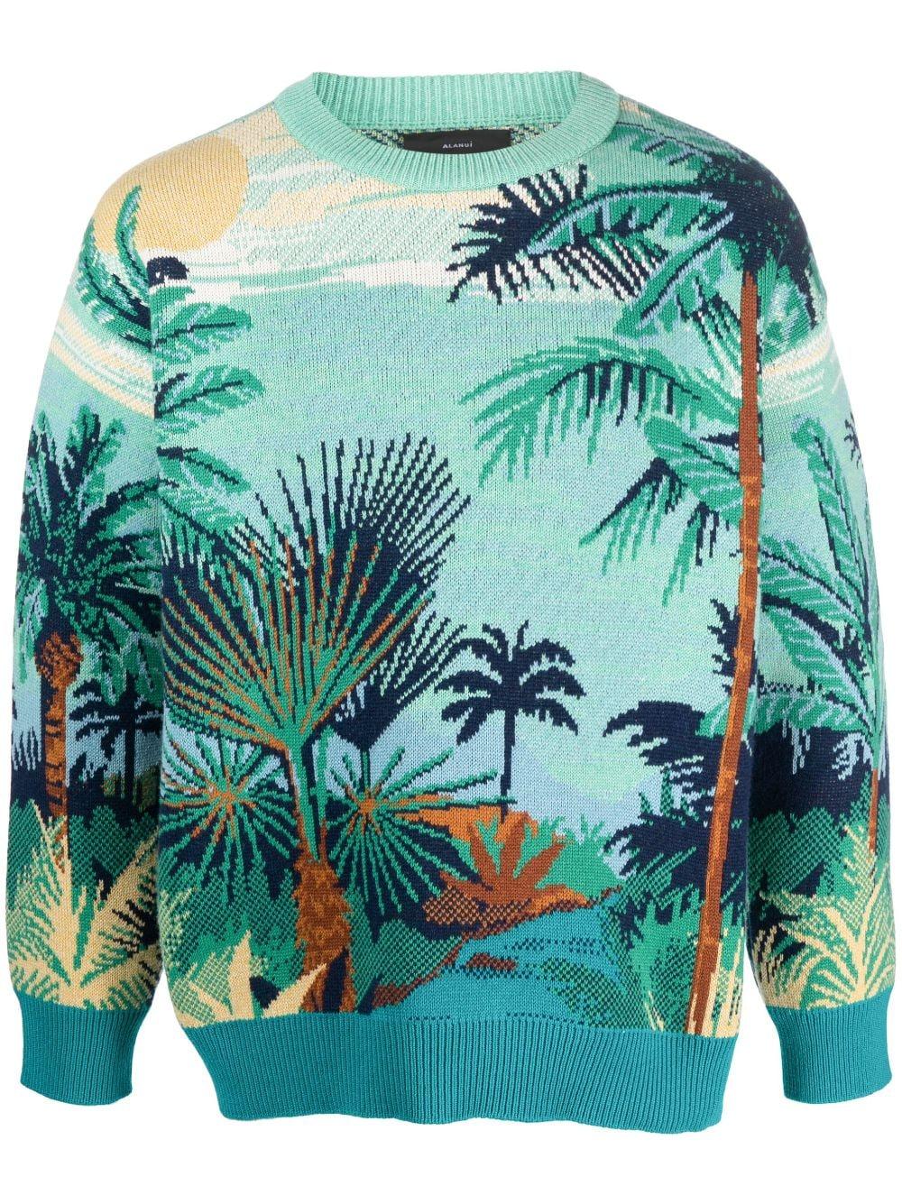 palm tree-print jumper