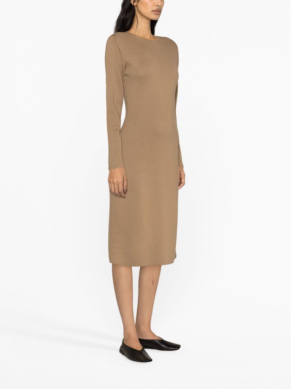 long-sleeve knitted wool dress