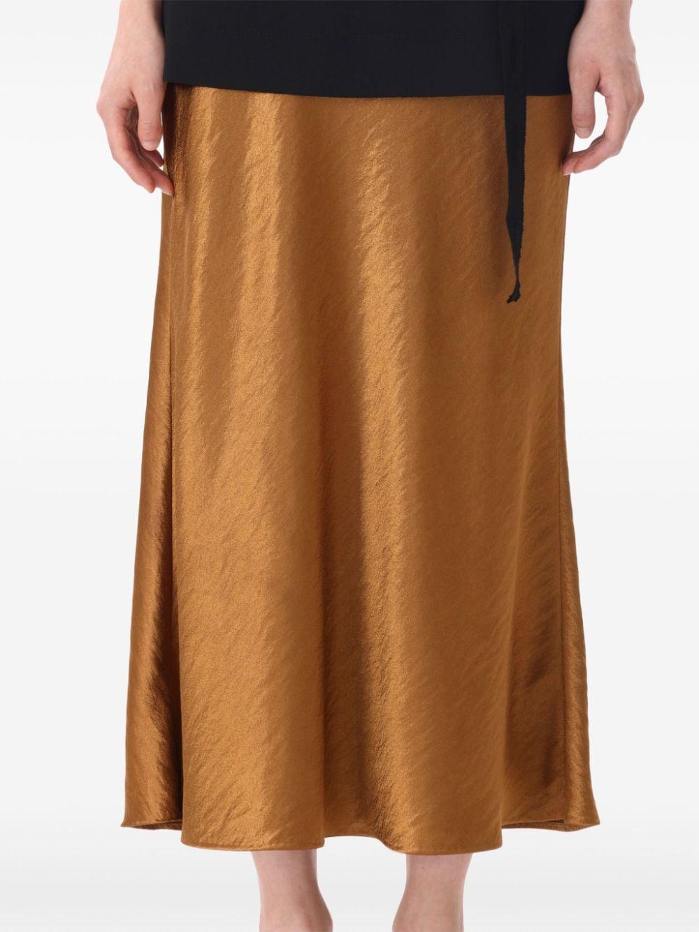 hammered satin midi skirt