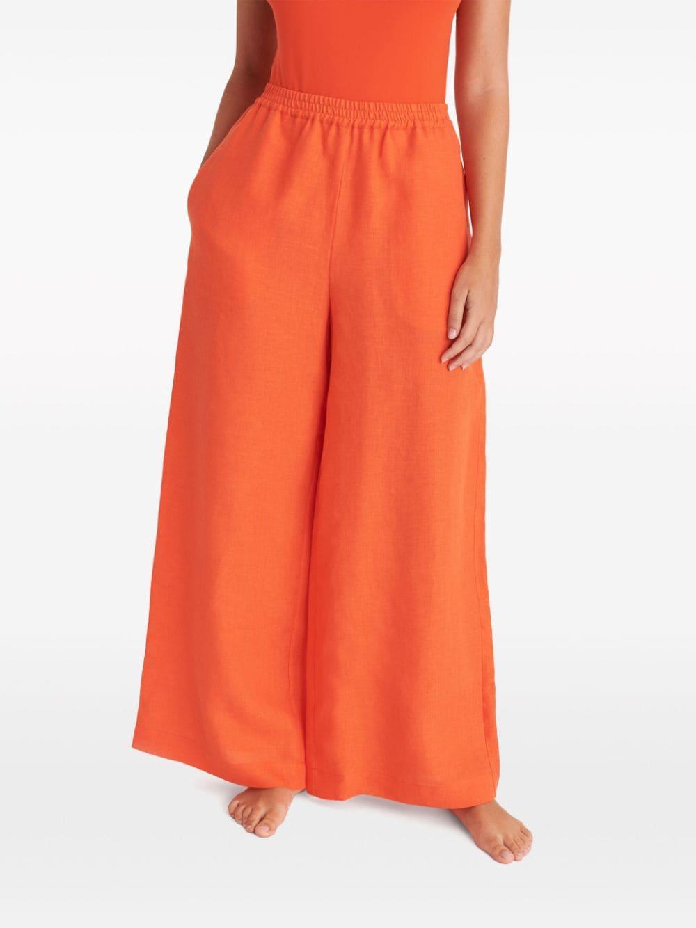 Select wide-leg linen trousers