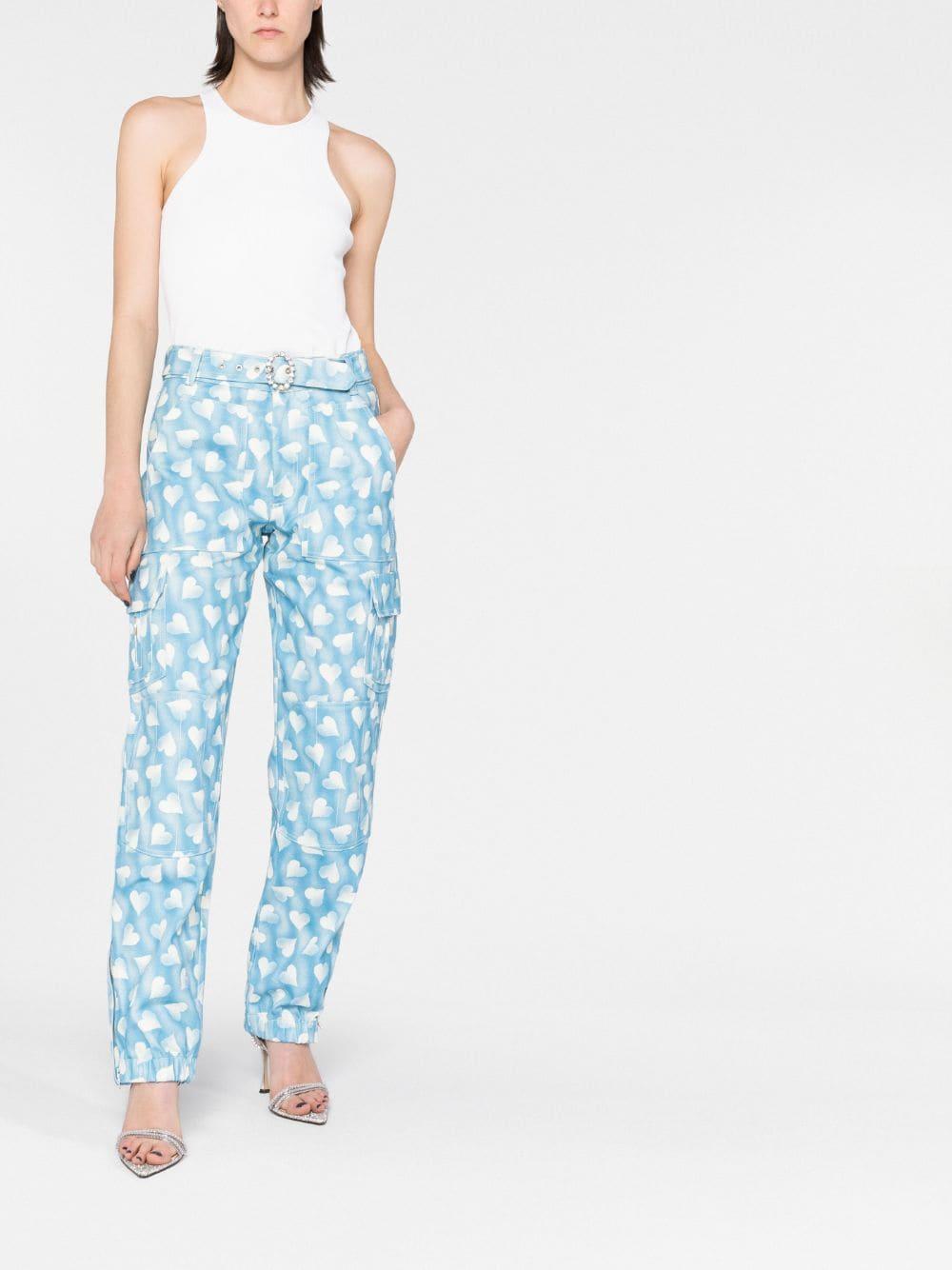 heart-print cargo trousers