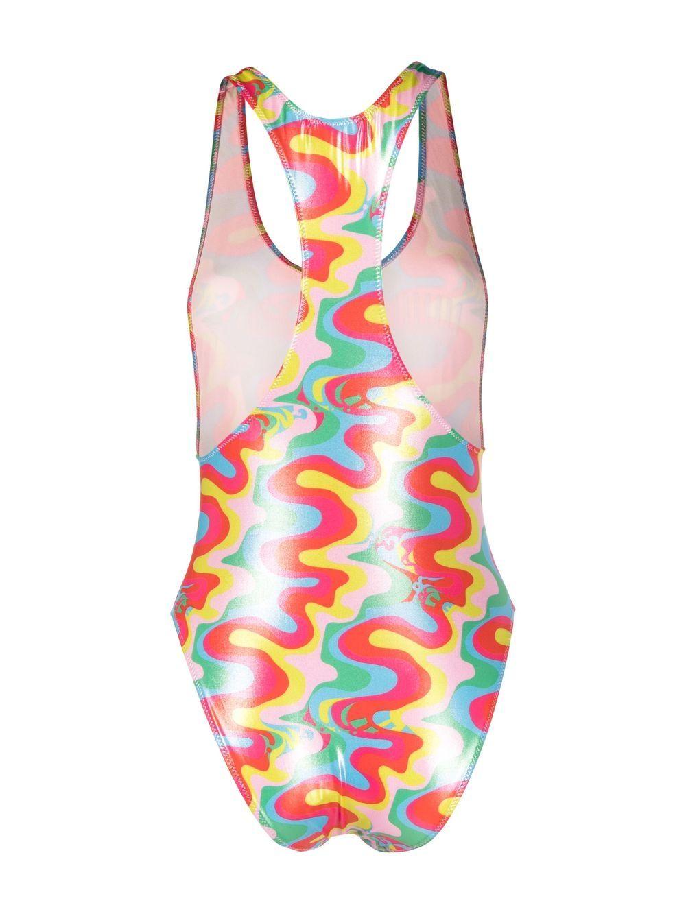 abstract-print racerback one-piece