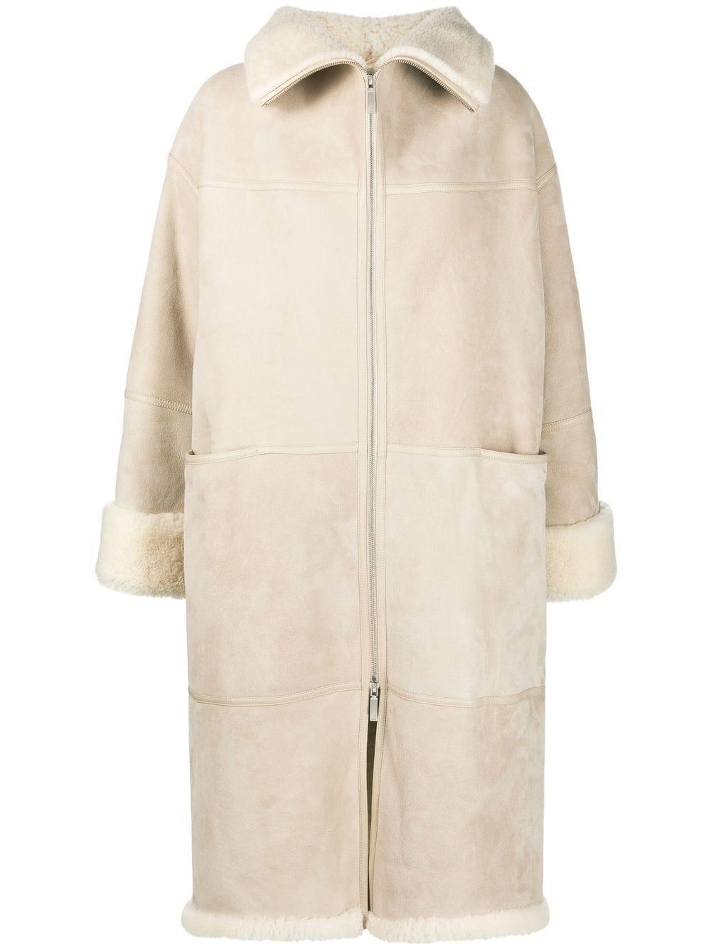 shearling midi coat