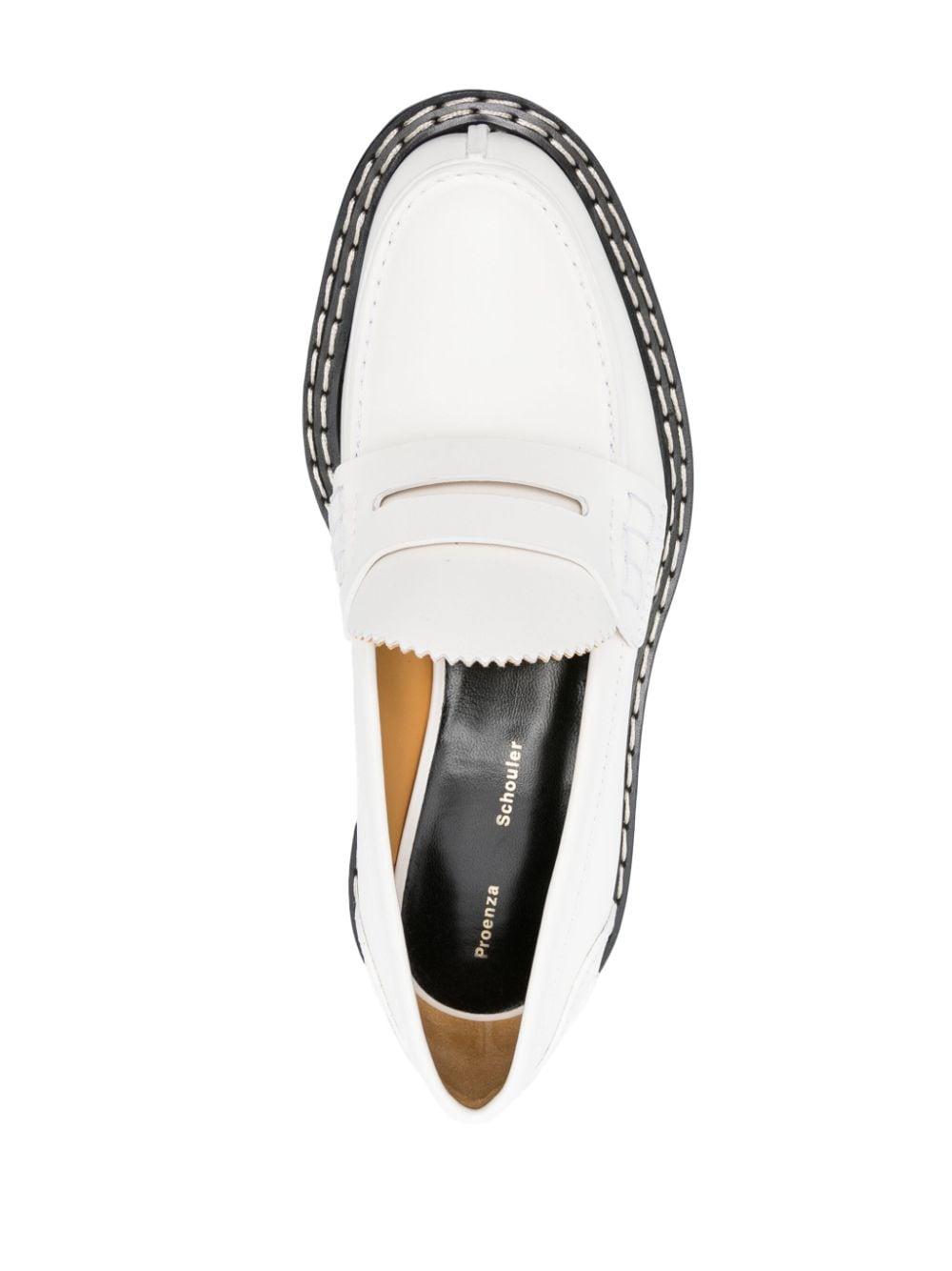 contrast-stitch penny-slot leather loafers