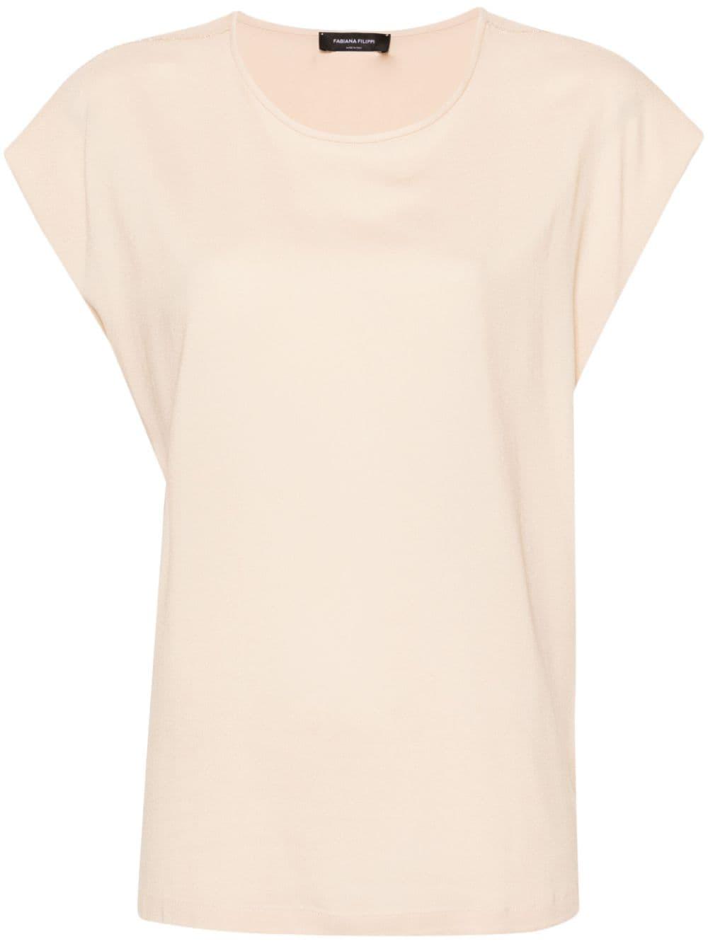 bead-embellished crepe T-shirt