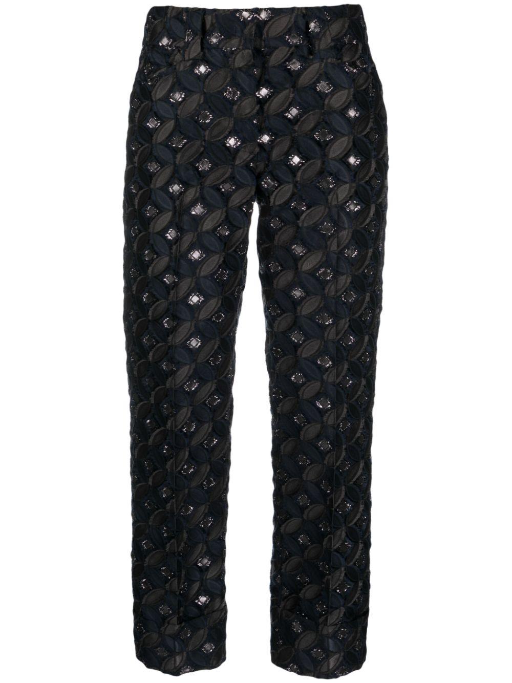 patterned-jacquard cropped trousers