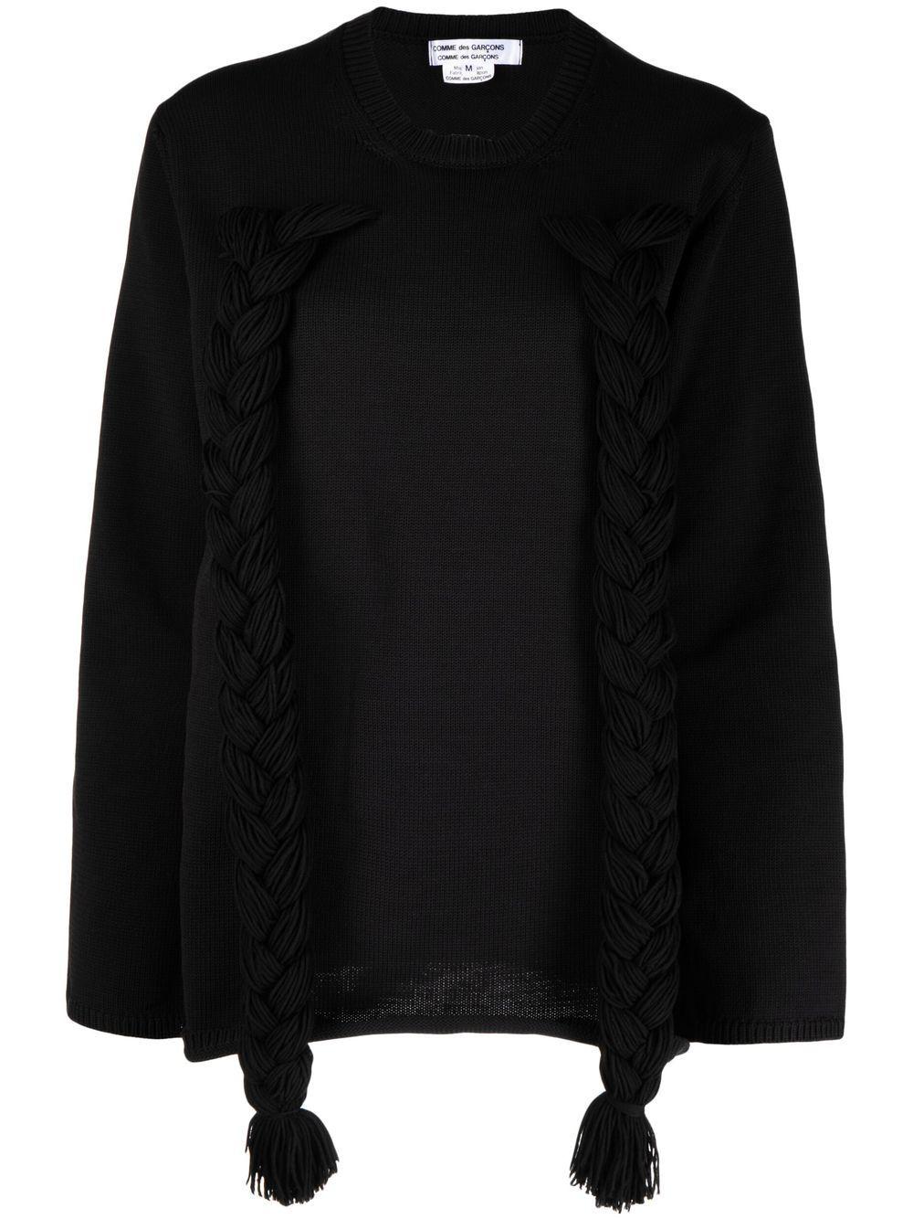 braided-detail long-sleeve jumper