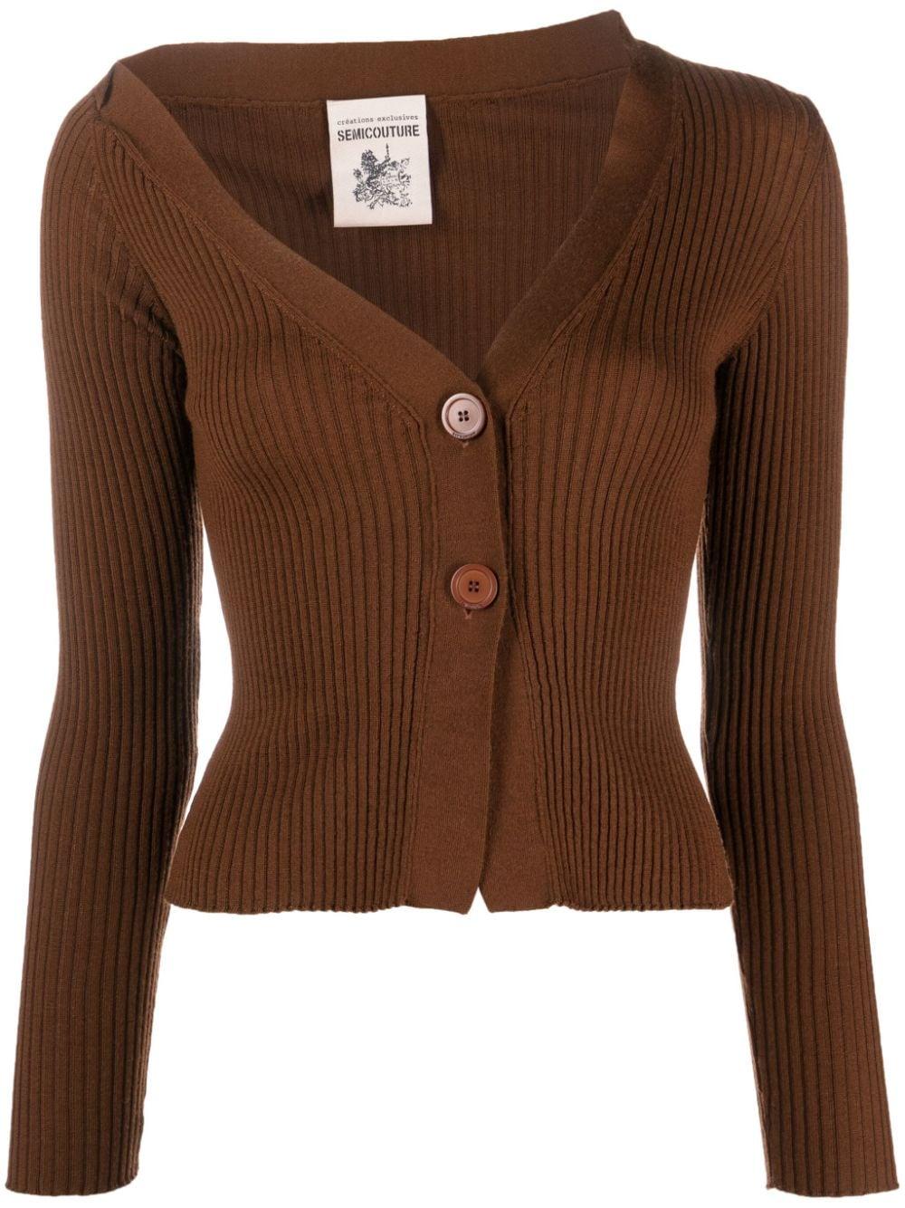 asymmetric ribbed cardigan